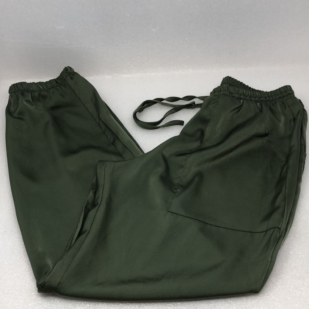 HYFVE Joggers Tie Waist Satin Olive Green Size Small